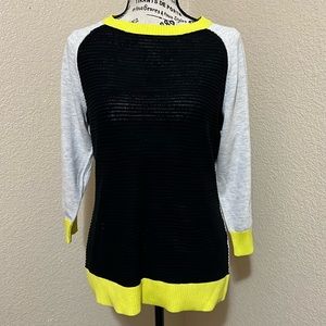 Black Rivet Color-block 3/4 Sleeve Sweater